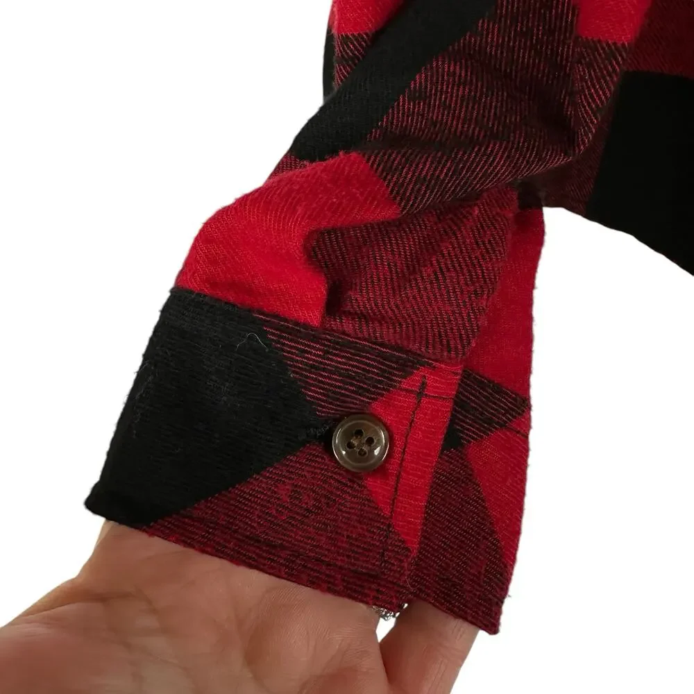 Hippie Rose Buffalo Plaid Flannel Button Up Women M Y2K Western Lumberjack Cabin - Picture 3 of 10